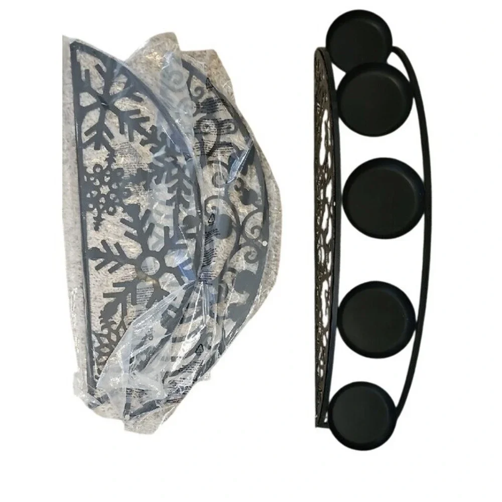 PartyLite Couture Hearthside Pillar Candle Holder Black Magnetic Panels